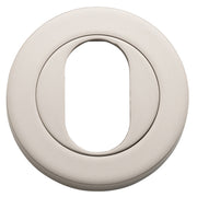 Escutcheon Oval Round Pair, Satin Nickel