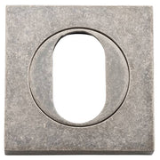 Oval Escutcheon Square Distressed Nickel
