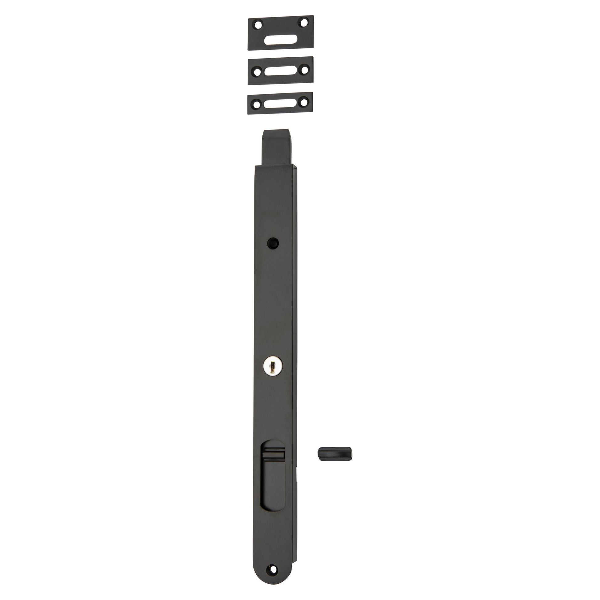 Locking Flush Bolt 300mm Matt Black, Matte Black