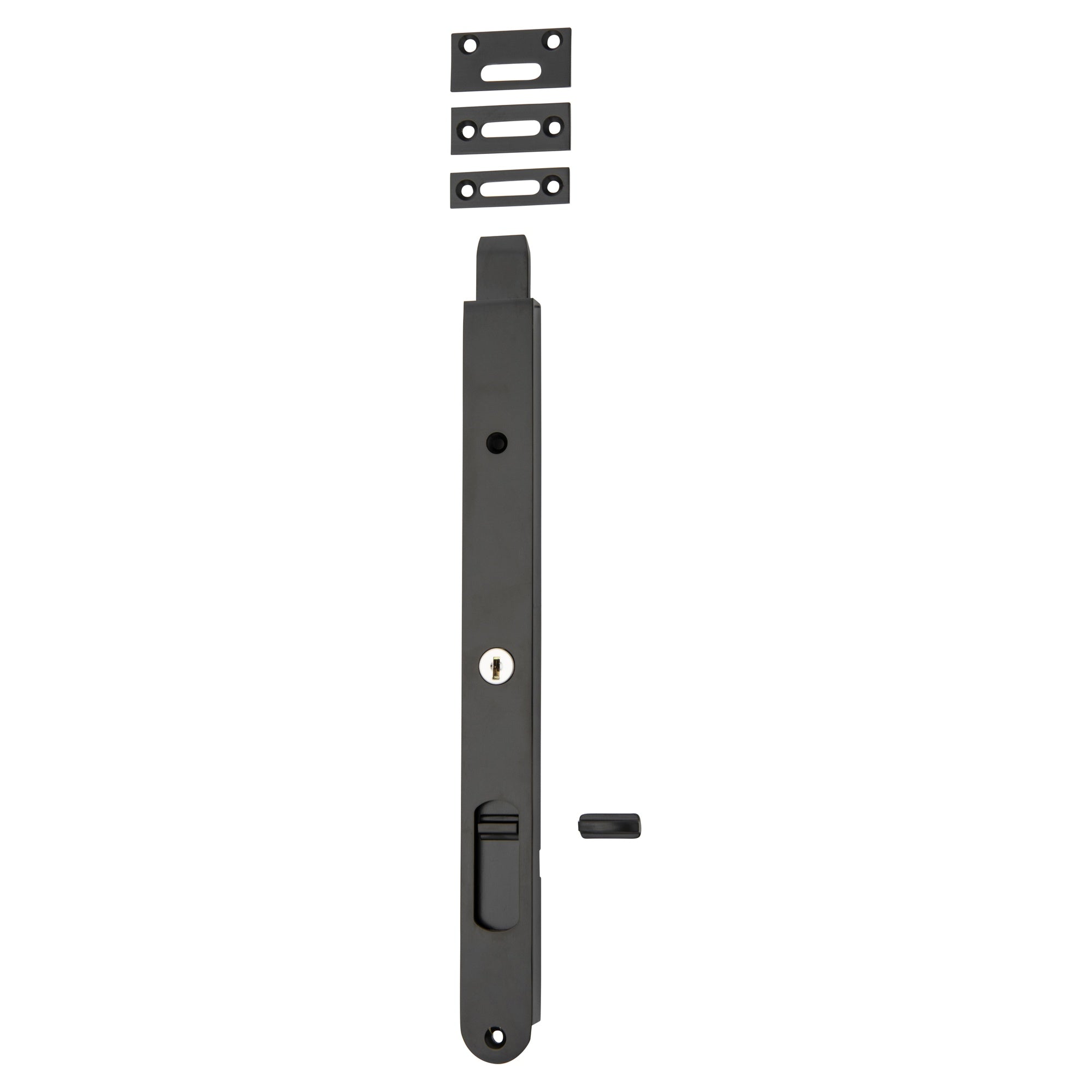 Locking Flush Bolt 300mm Matt Black, Matte Black