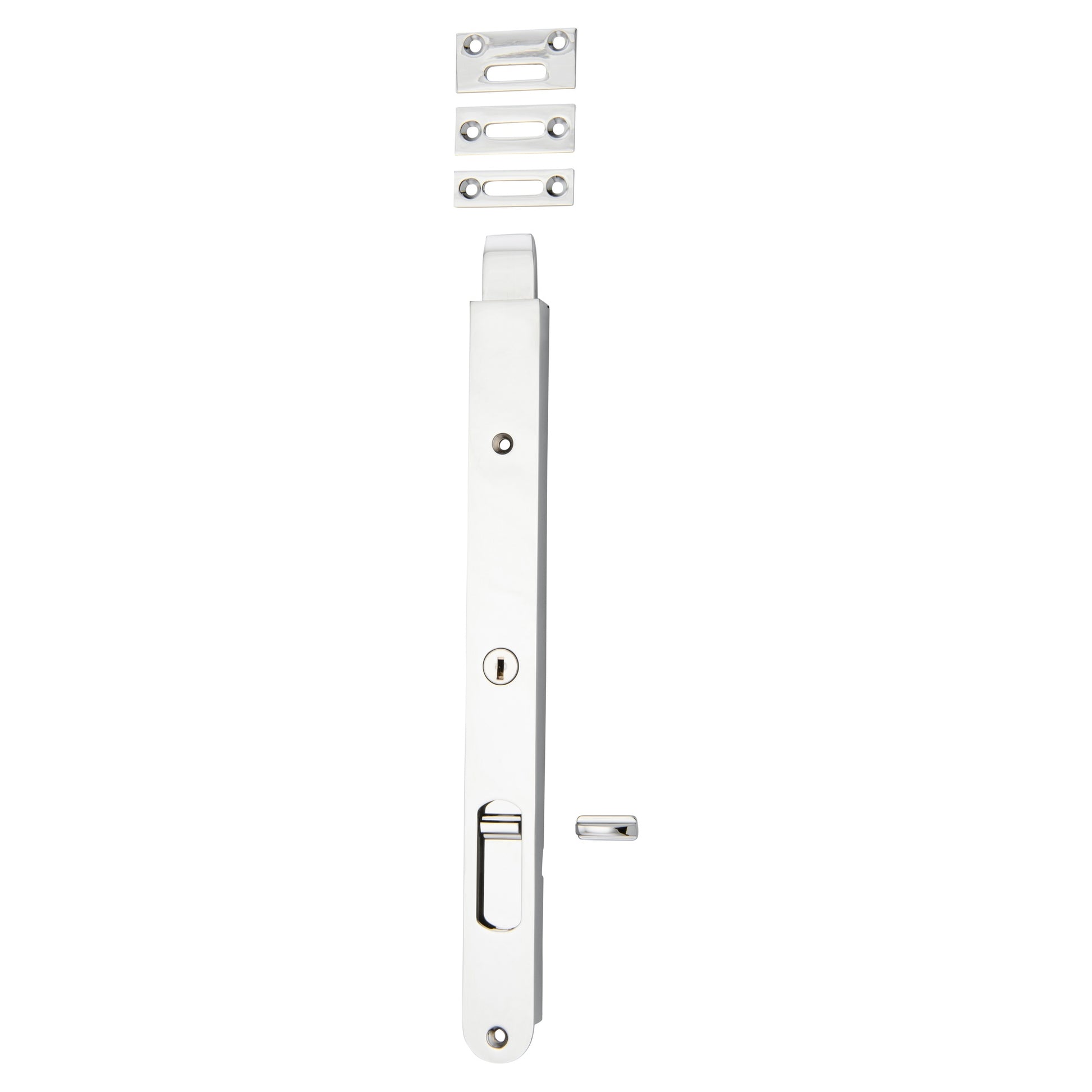 Locking Flush Bolt 300mm, Polished Chrome