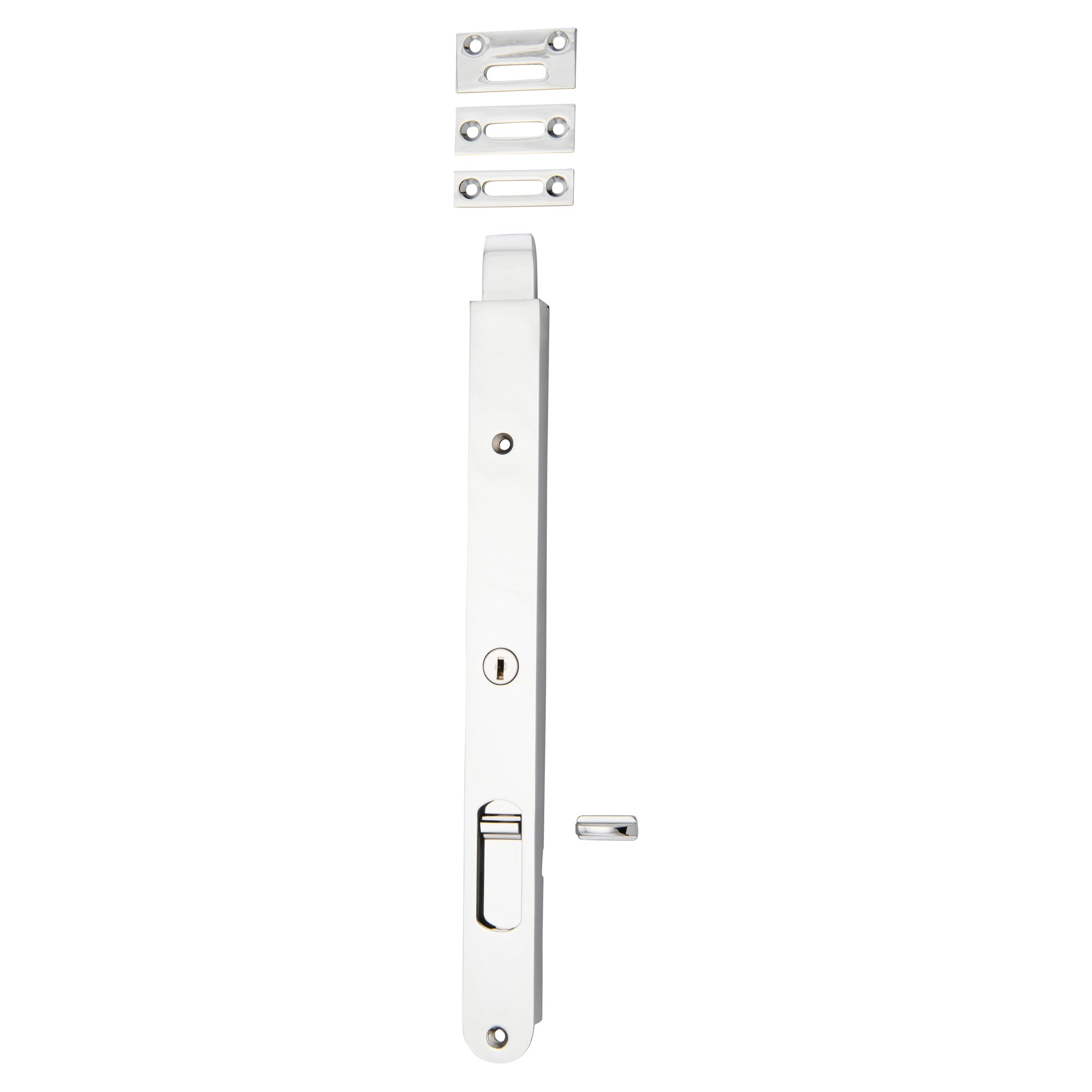 Locking Flush Bolt 300mm, Polished Chrome