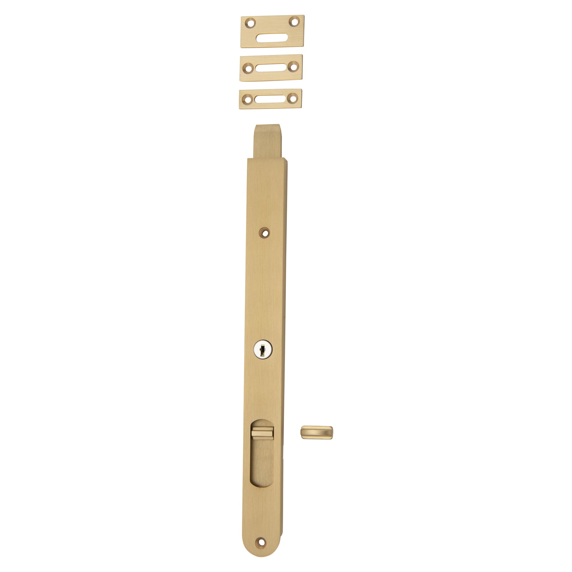Flush Bolt Locking, Brushed Brass