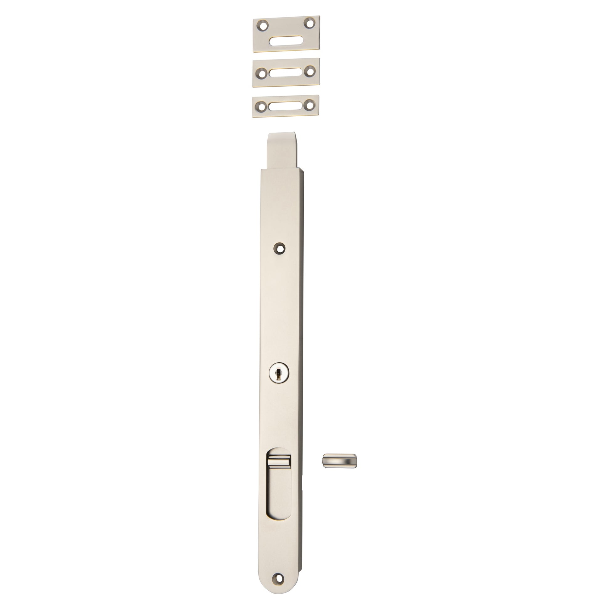 Locking Flush Bolt 300mm, Satin Nickel