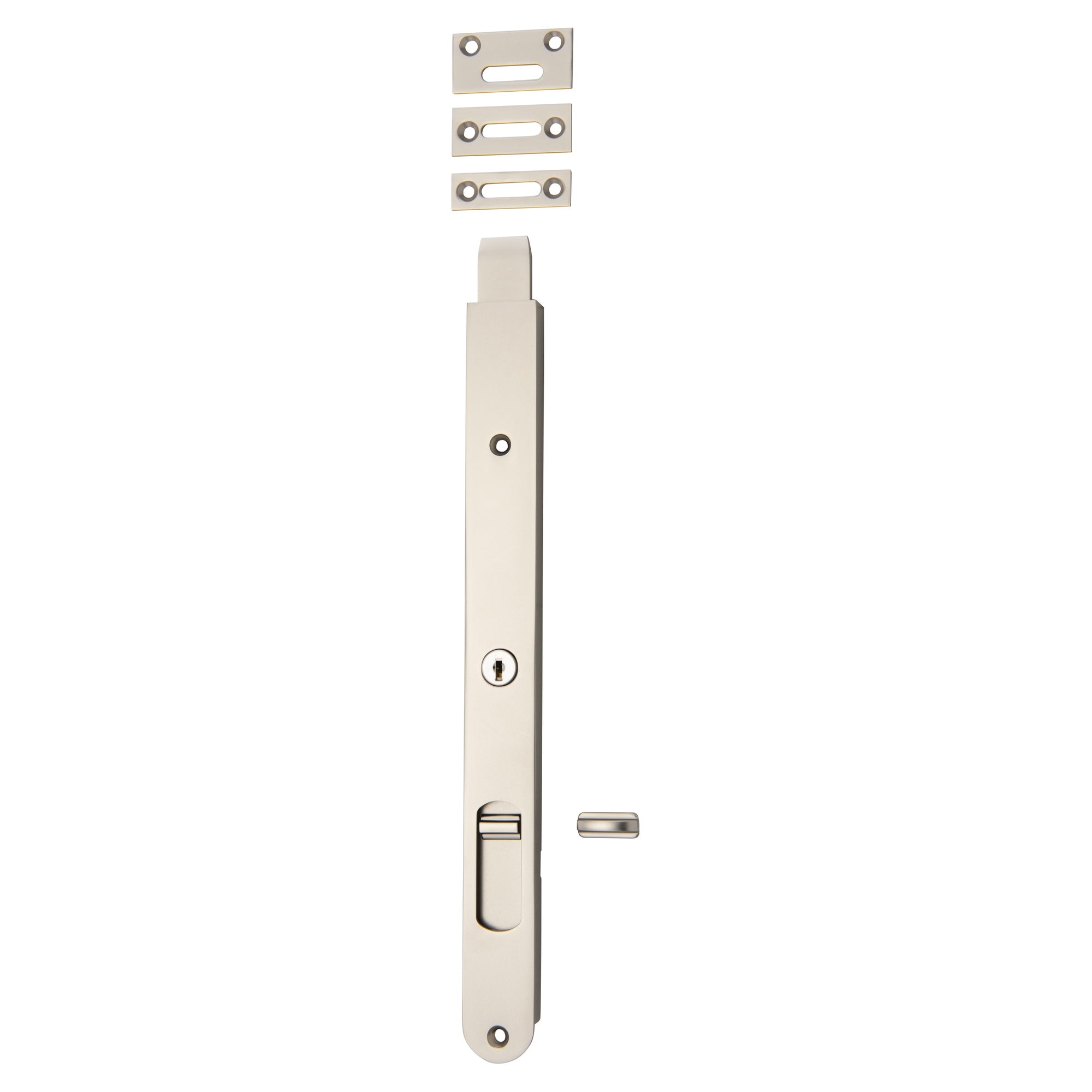 Locking Flush Bolt 300mm, Satin Nickel