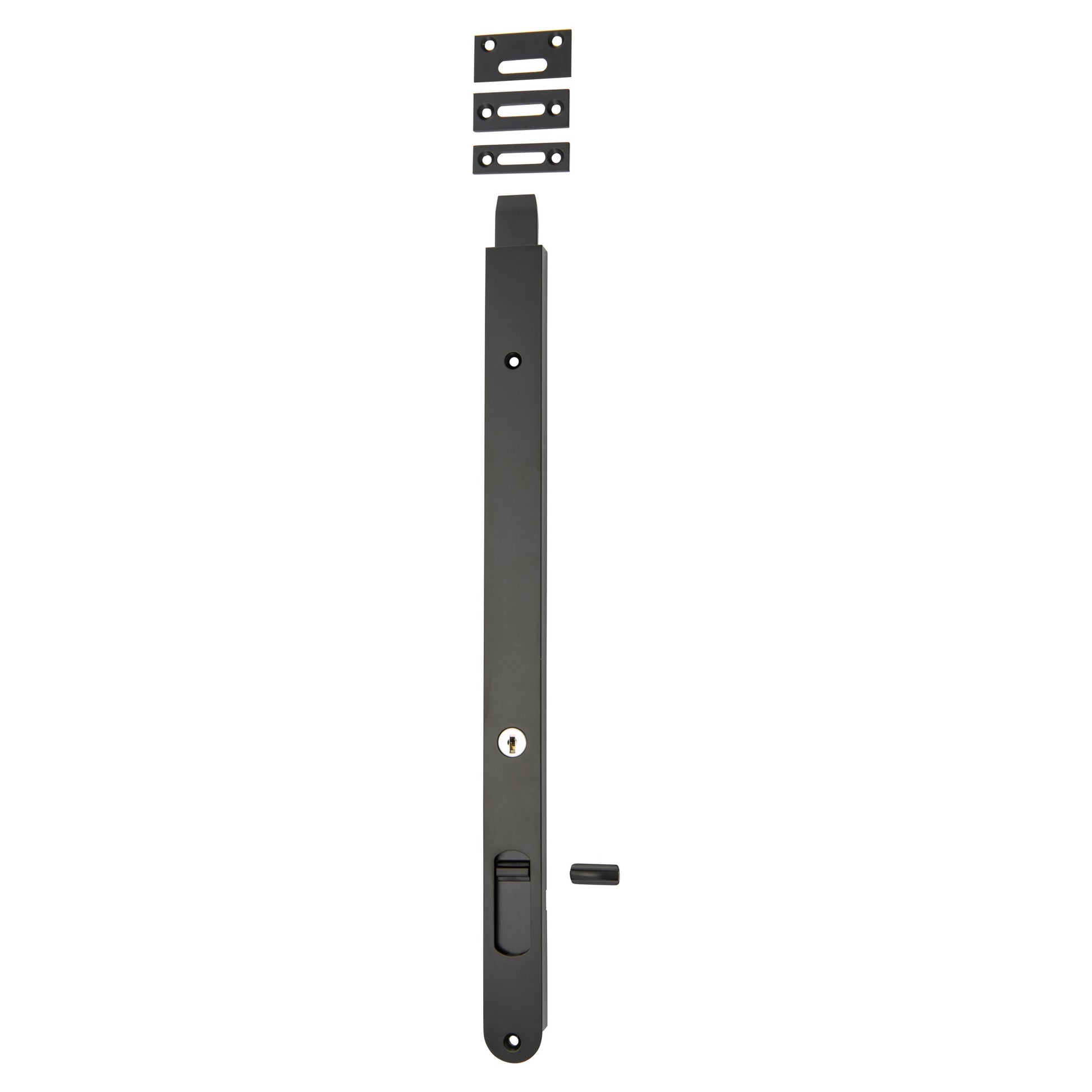 Locking Flush Bolt 400mm Matt Black, Matte Black