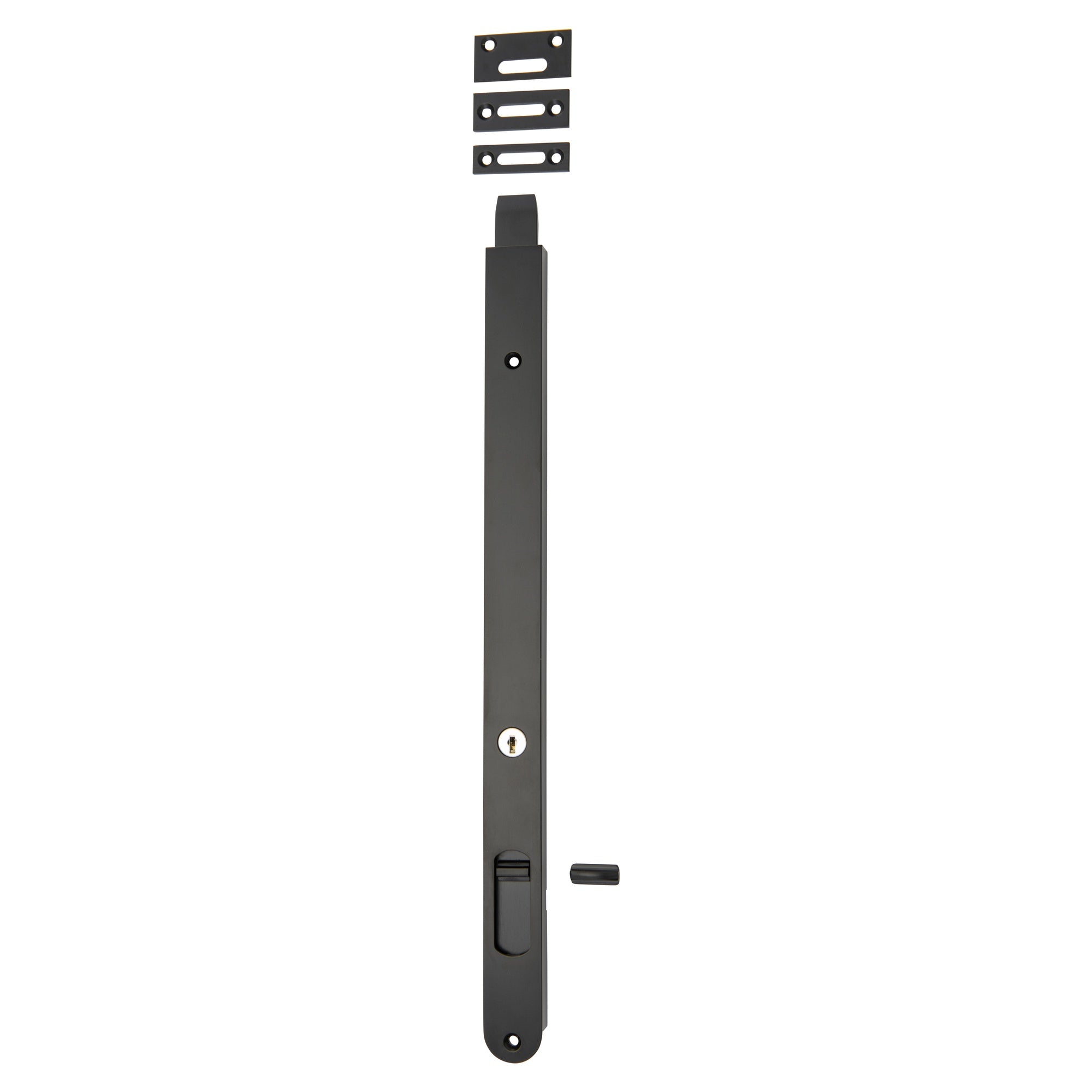 Locking Flush Bolt 400mm Matt Black, Matte Black