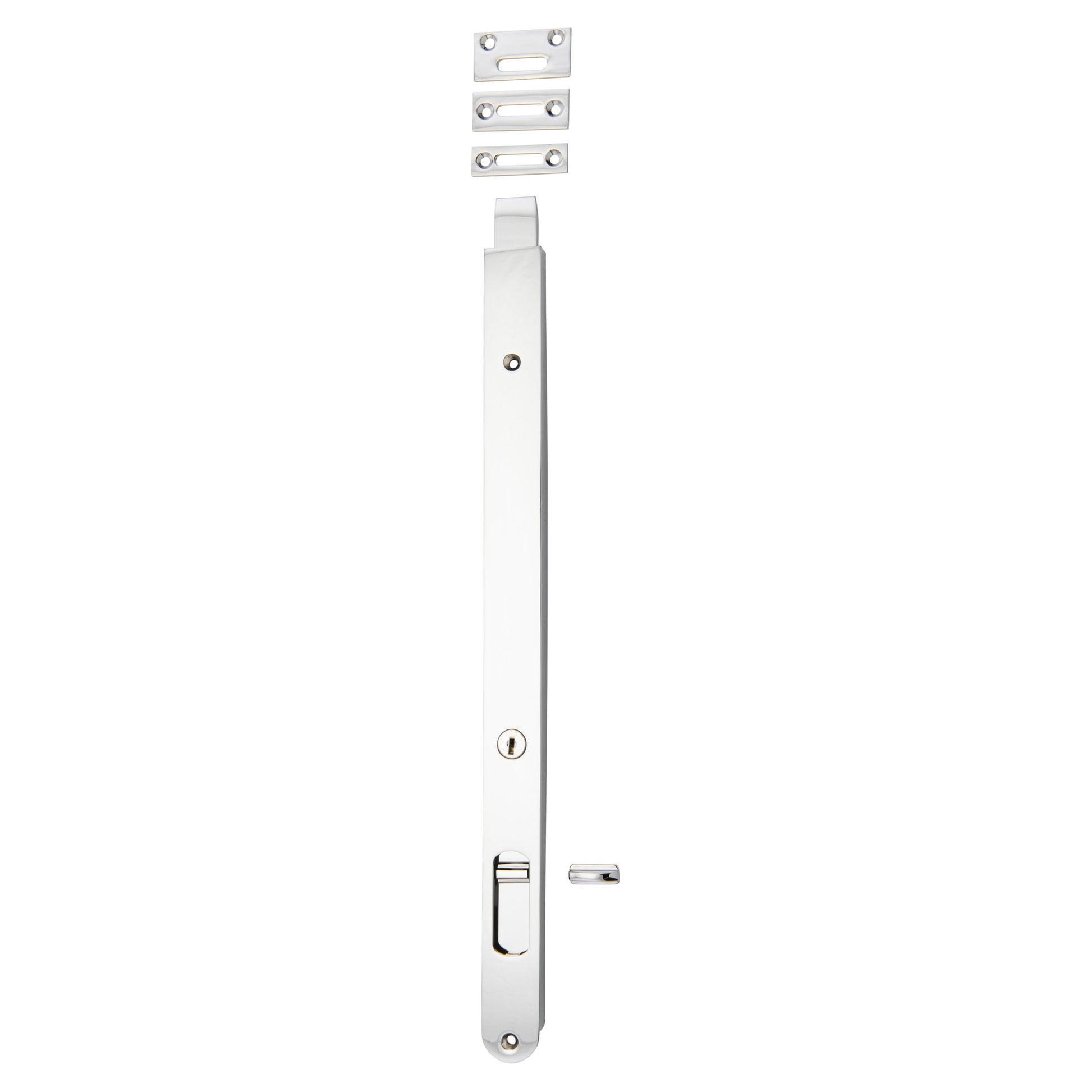 Locking Flush Bolt 400mm, Polished Chrome