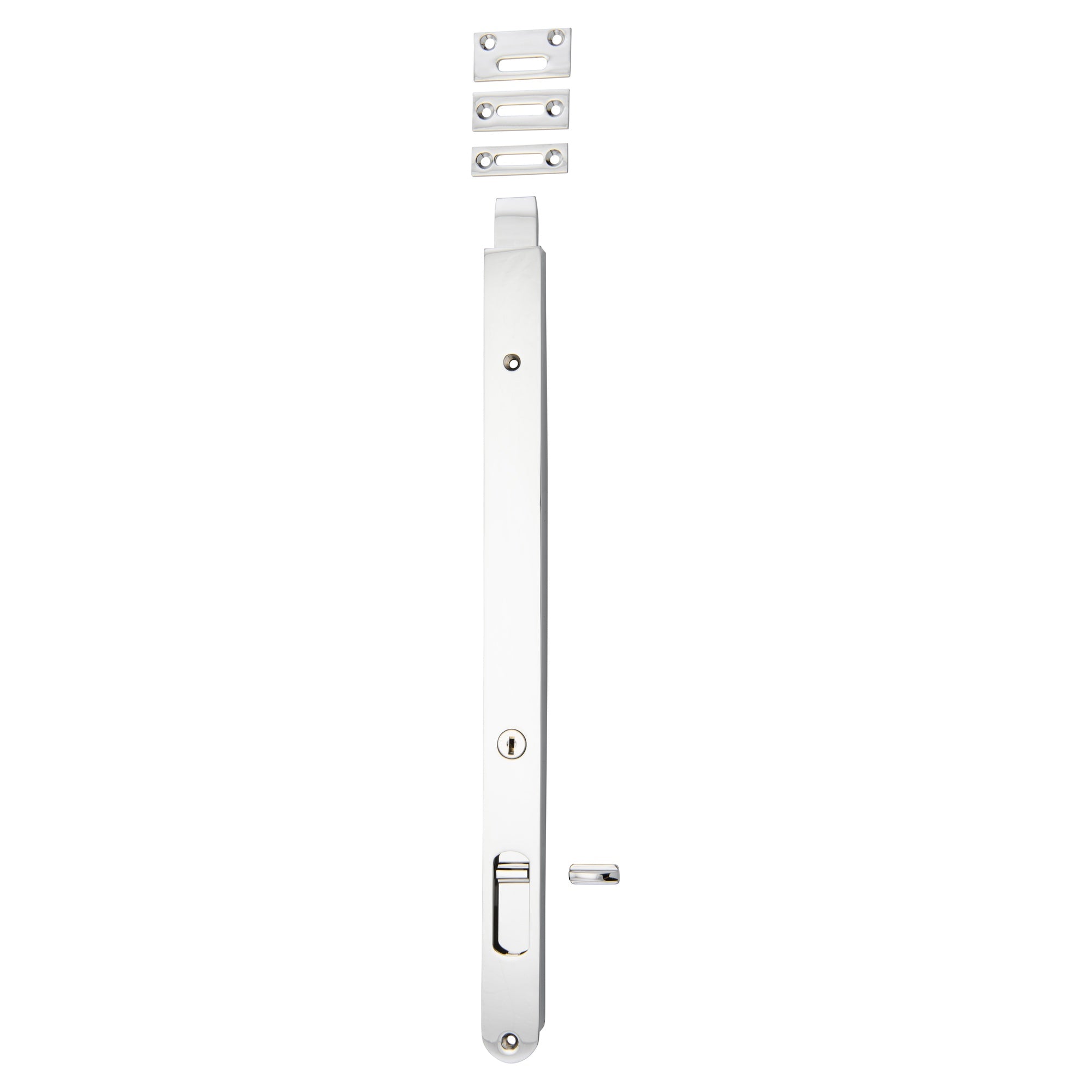 Locking Flush Bolt 400mm, Polished Chrome