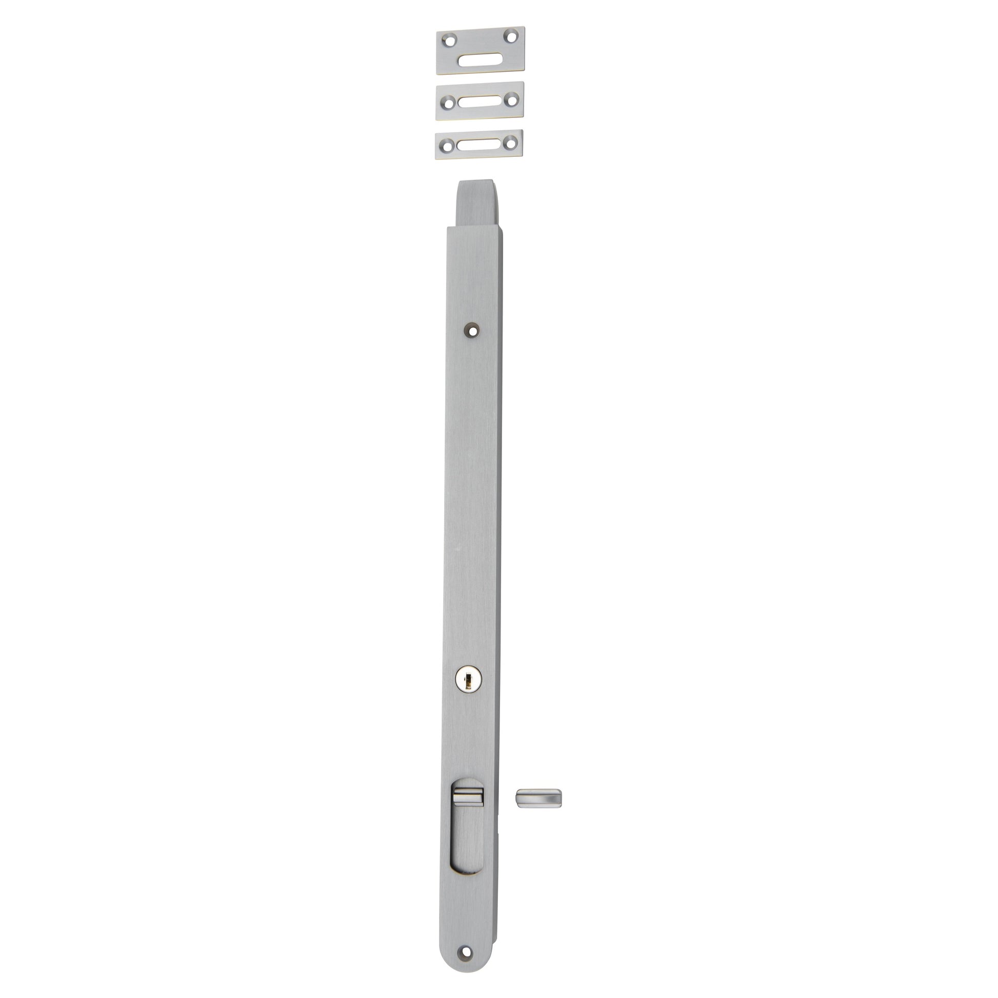 Locking Flush Bolt 400mm, Brushed Chrome