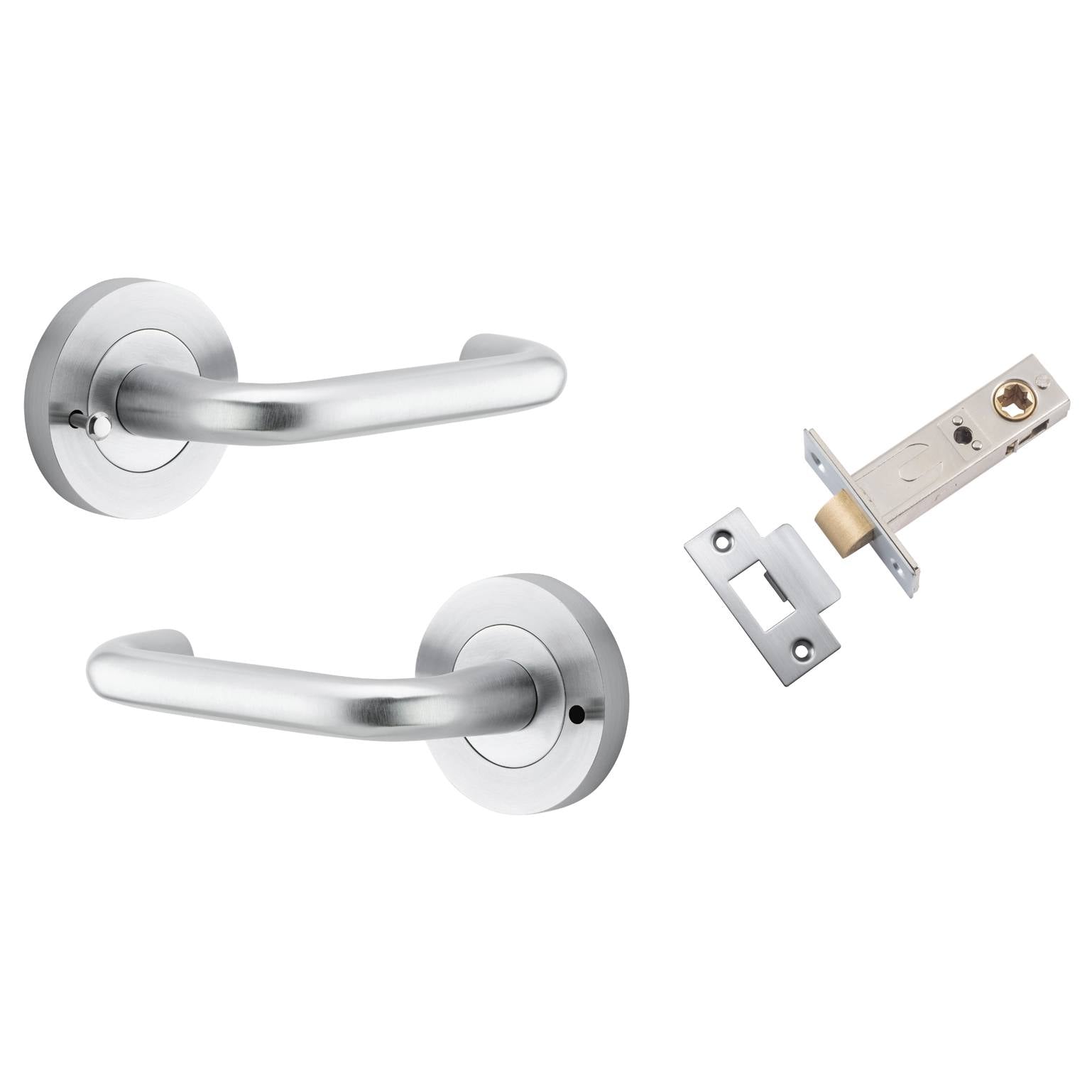 Oslo Lever Round Rose (Inbuilt Privacy) Brushed Chrome