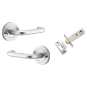 Oslo Lever Round Rose (Inbuilt Privacy) Brushed Chrome