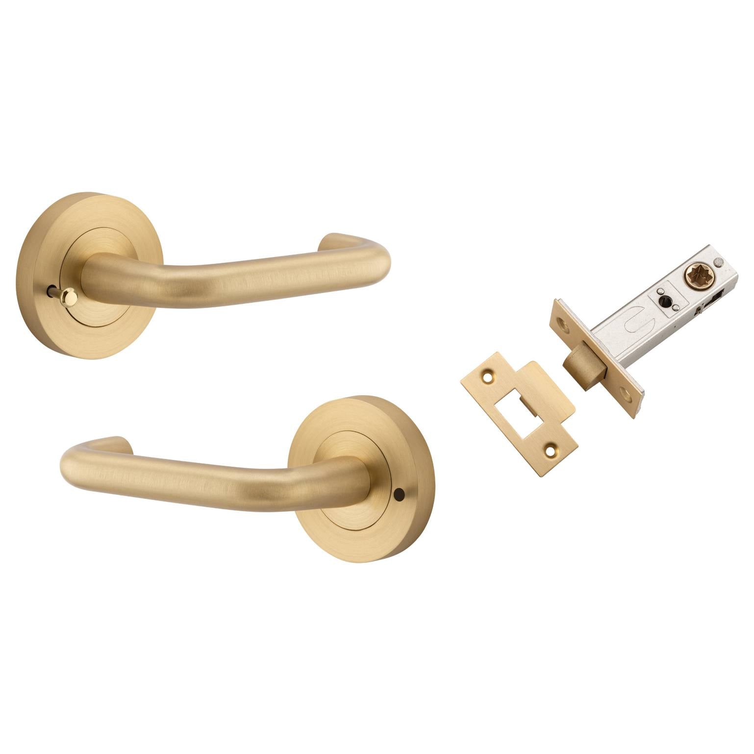 Oslo Lever Round Rose (Inbuilt Privacy) Brushed Brass