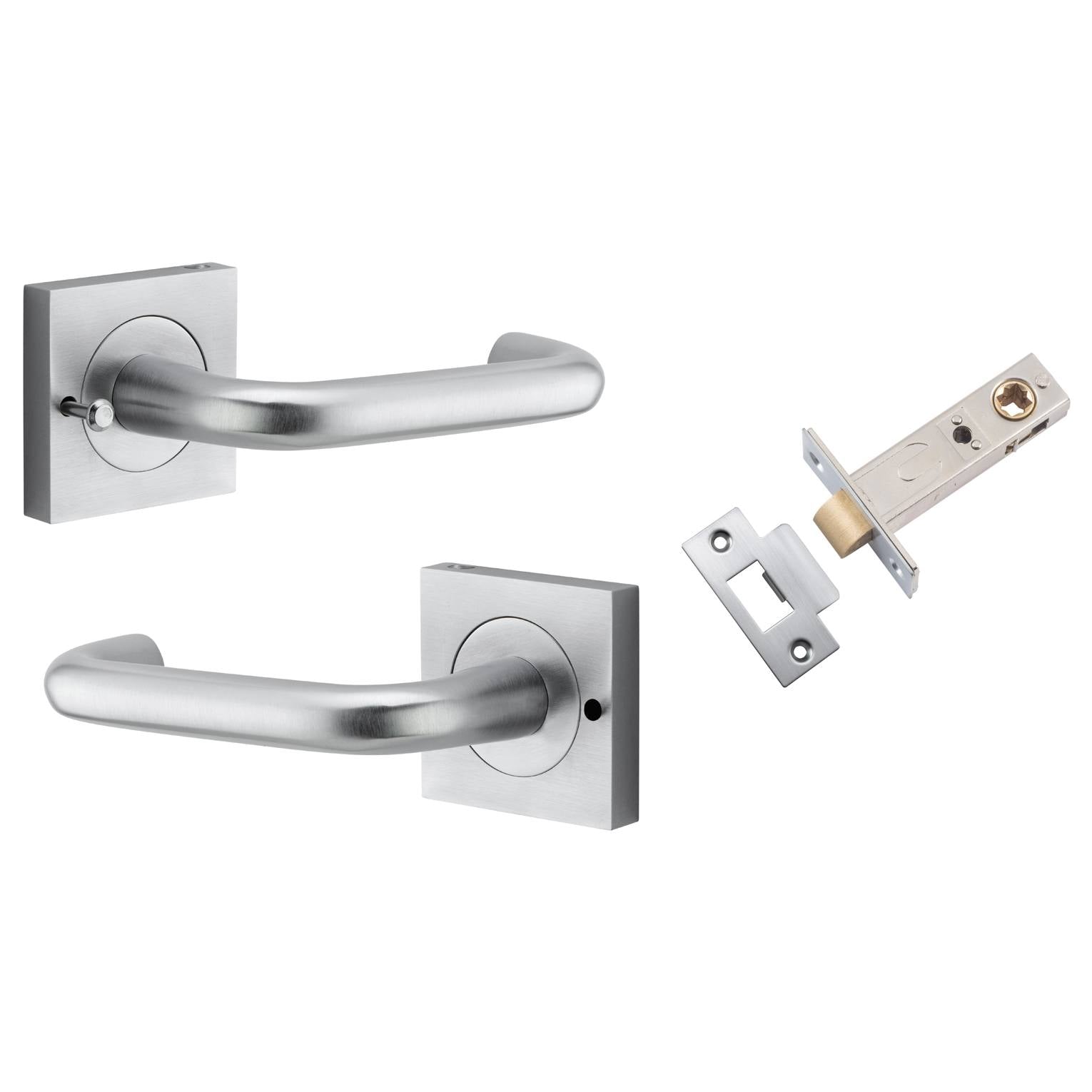 Oslo Lever Square Rose (Inbuilt Privacy) Brushed Chrome