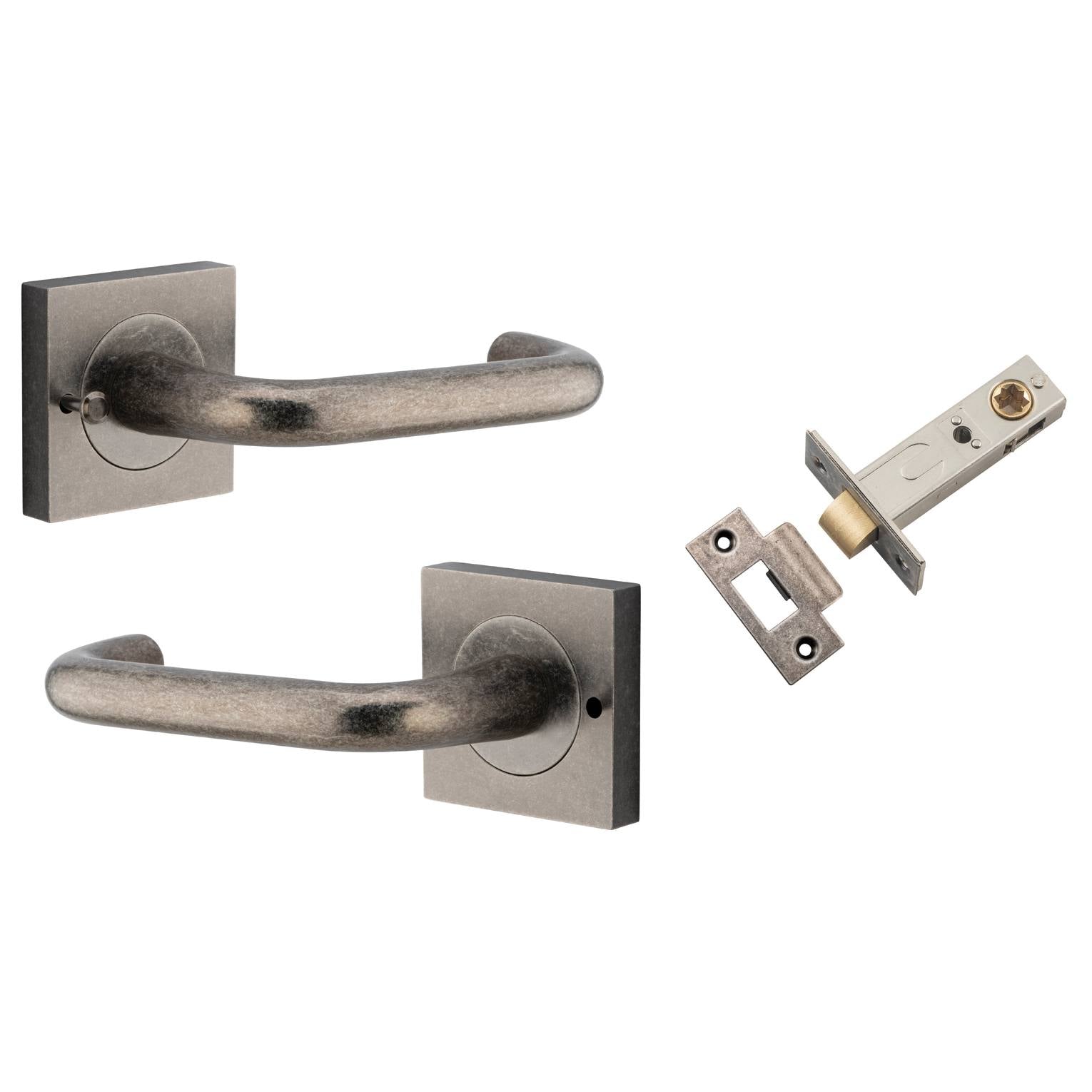 Oslo Lever Square Rose (Inbuilt Privacy) Distressed Nickel