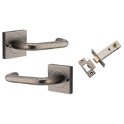 Oslo Lever Square Rose (Inbuilt Privacy) Distressed Nickel