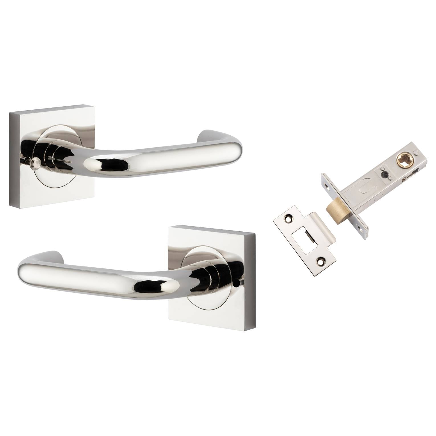 Oslo Lever Square Rose (Inbuilt Privacy) Polished Nickel