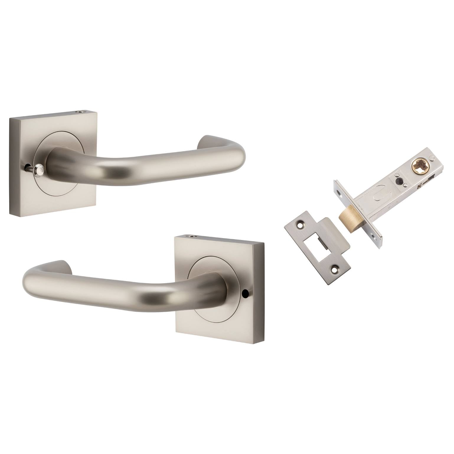 Oslo Lever Square Rose (Inbuilt Privacy) Satin Nickel