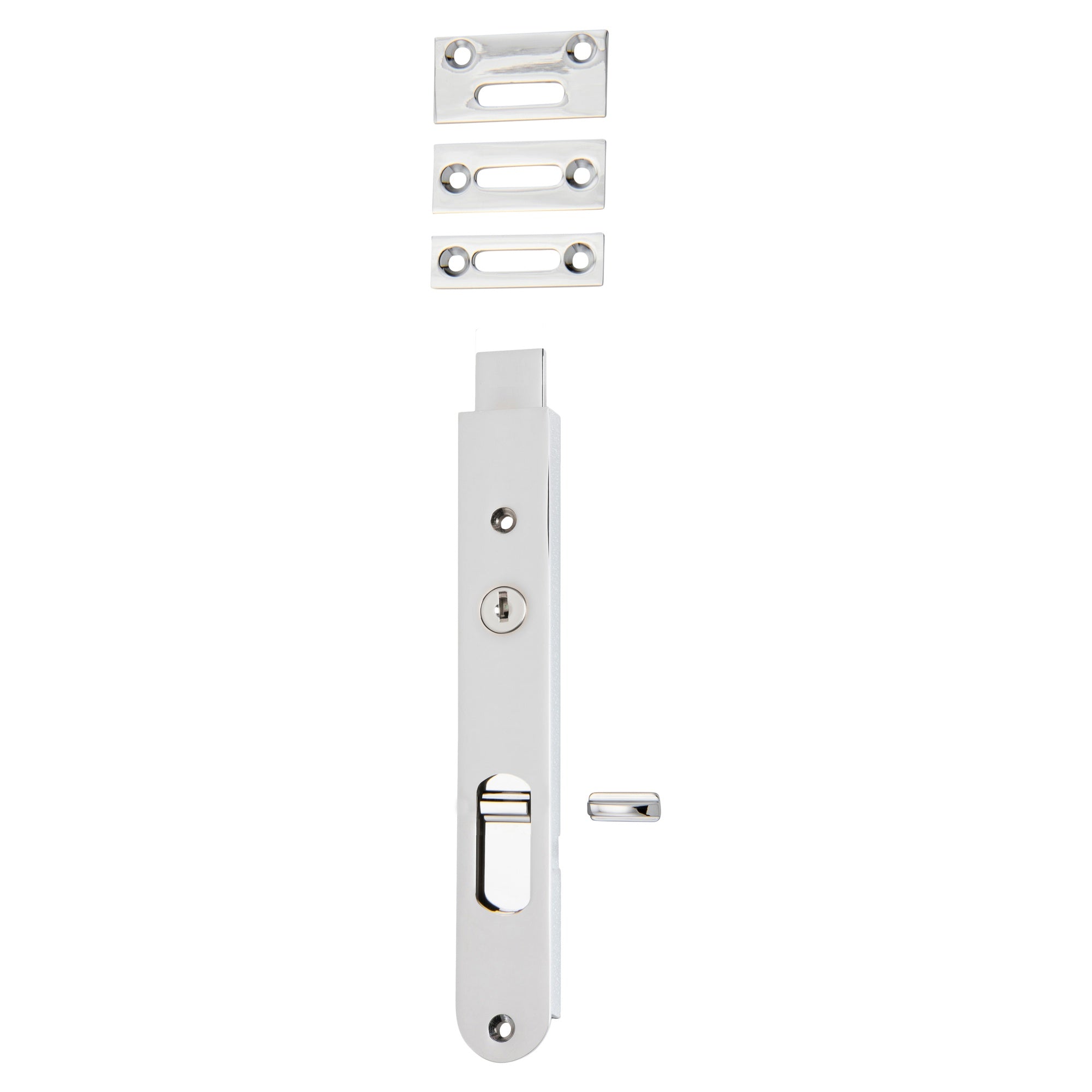Locking Flush Bolt 200mm, Polished Chrome