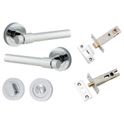 Helsinki Lever Round Rose Privacy Kit w Separate Privacy Turn Polished Chrome