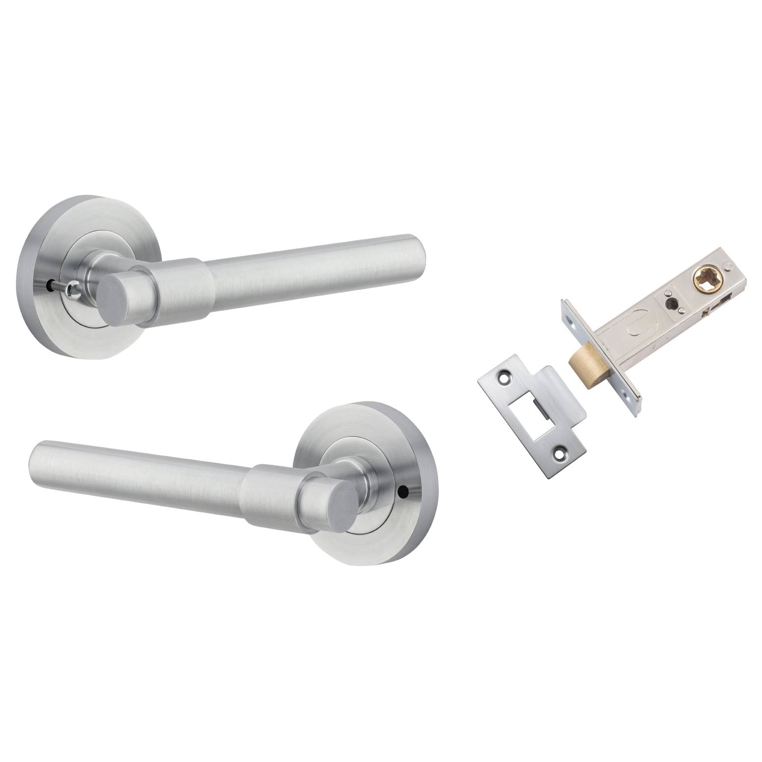 Helsinki Lever Round Rose (Inbuilt Privacy) Brushed Chrome
