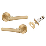 Helsinki Lever Brushed Brass Round Rose Passage Kit