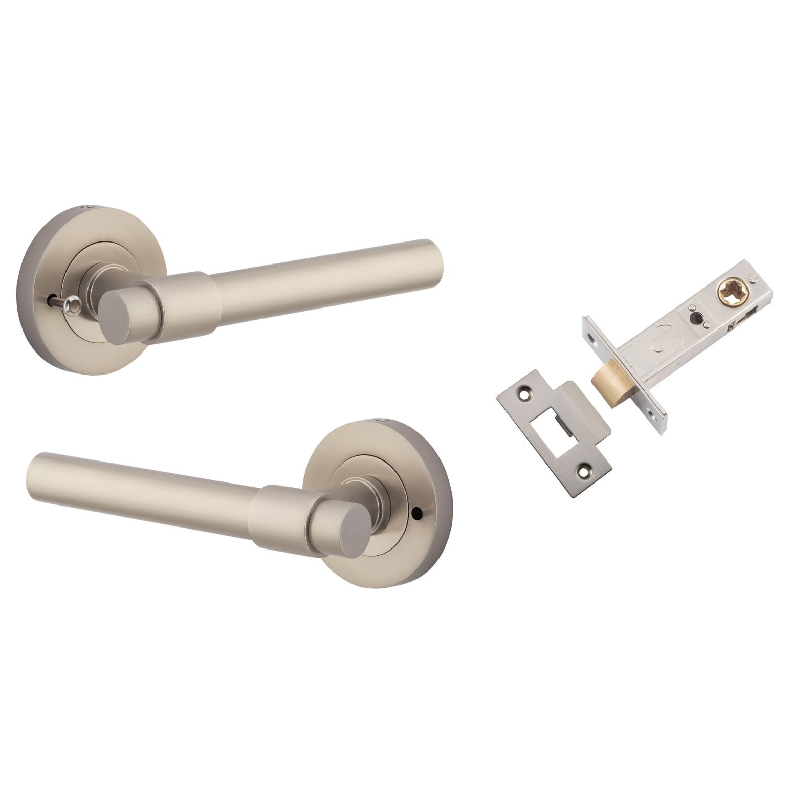 Helsinki Lever Round Rose (Inbuilt Privacy) Satin Nickel