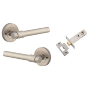 Helsinki Lever Round Rose (Inbuilt Privacy) Satin Nickel
