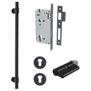 Helsinki Pull Handle 450mm Entrance Kit w Separare High Security Lock Matt Black