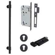 Helsinki Pull Handle 450mm Entrance Kit w Separare High Security Lock Matt Black