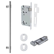 Helsinki Pull Handle 450mm Entrance Kit w Separare High Security Lock Polished Chrome