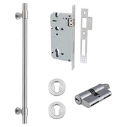 Helsinki Pull Handle 450mm Entrance Kit w Separare High Security Lock Brushed Chrome