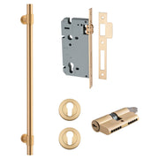 Helsinki Pull Handle 450mm Entrance Kit w Separare High Security Lock Brushed Brass