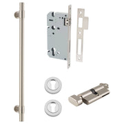 Helsinki Pull Handle 450mm Entrance Kit w Separare High Security Lock Satin Nickel