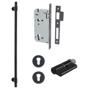 Helsinki Pull Handle 600mm Entrance Kit w Separare High Security Lock Matt Black