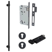 Helsinki Pull Handle 600mm Entrance Kit w Separare High Security Lock Matt Black