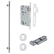 Helsinki Pull Handle 600mm Entrance Kit w Separare High Security Lock Polished Chrome