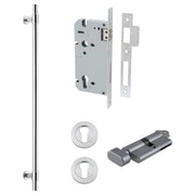 Helsinki Pull Handle 600mm Entrance Kit w Separare High Security Lock Brushed Chrome