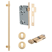 Helsinki Pull Handle 600mm Entrance Kit w Separare High Security Lock Brushed Brass