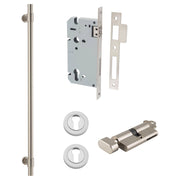 Helsinki Pull Handle 600mm Entrance Kit w Separare High Security Lock Satin Nickel