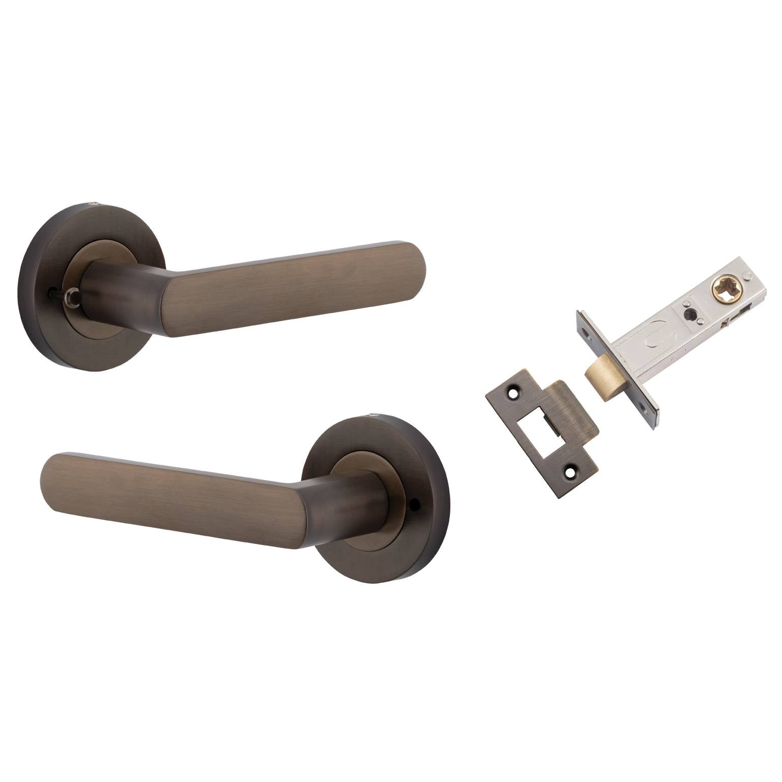 Osaka Lever Round Rose (Inbuilt Privacy) Signature Brass