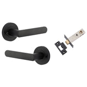 Osaka Lever Round Rose (Inbuilt Privacy) Matt Black