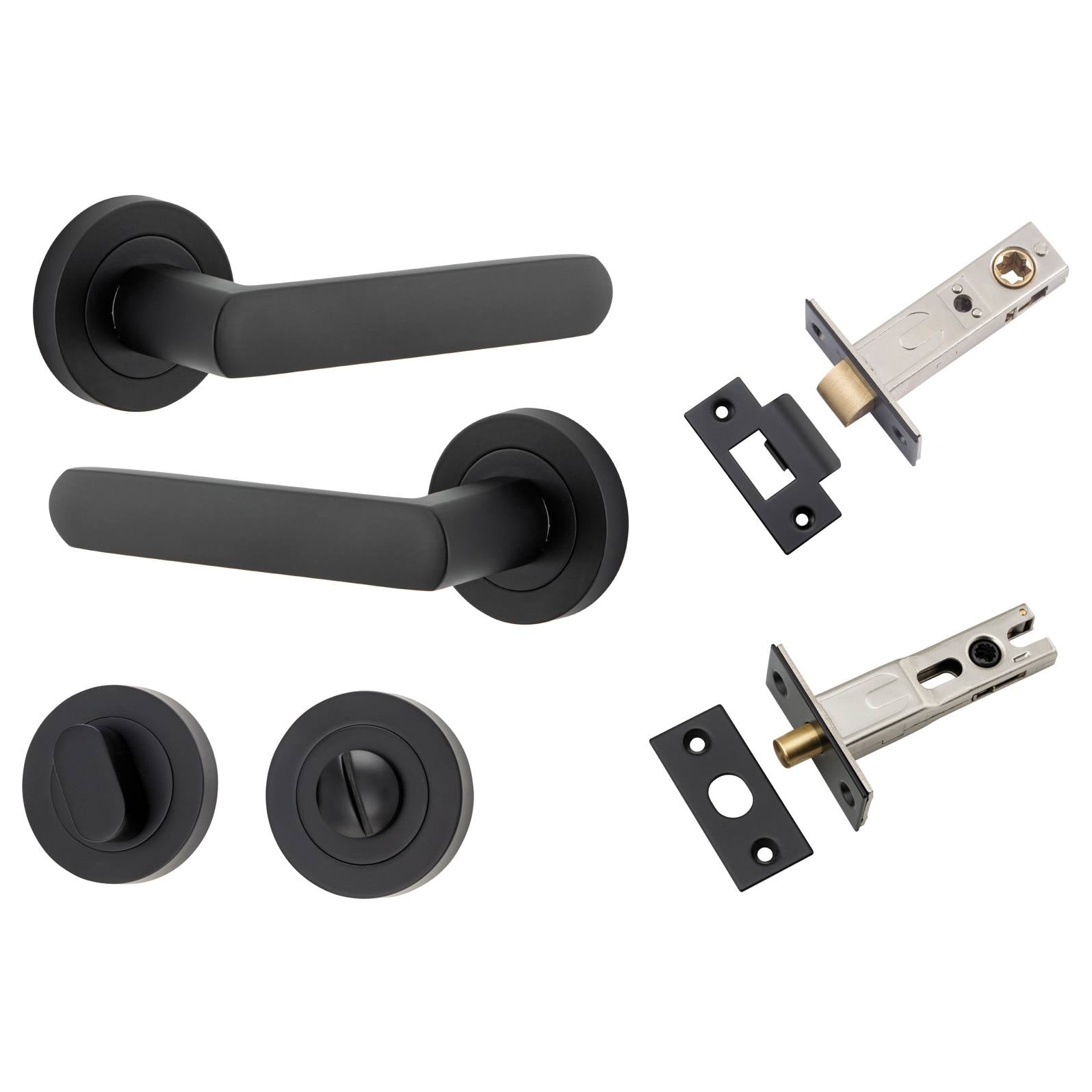 Osaka Lever Round Rose Privacy Kit with Separate Privacy Turn Matt Black