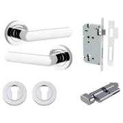 Osaka Lever Round Rose Entrance Kit w Separate High Security Lock Polished Chrome