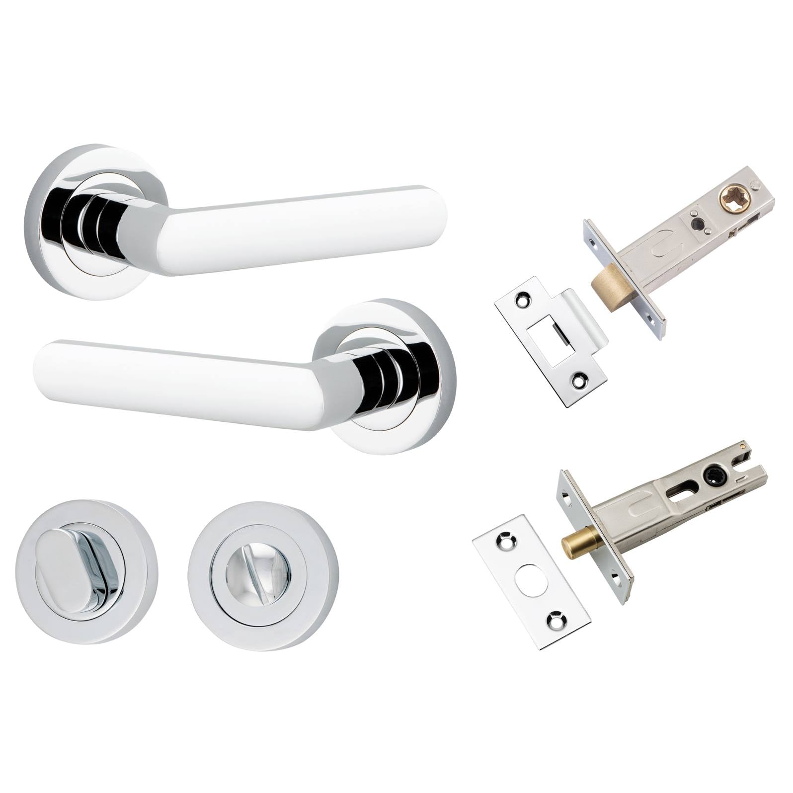 Osaka Lever Round Rose Privacy Kit w Separate Privacy Turn Polished Chrome