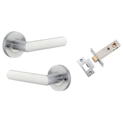 Osaka Lever Round Rose (Inbuilt Privacy) Brushed Chrome