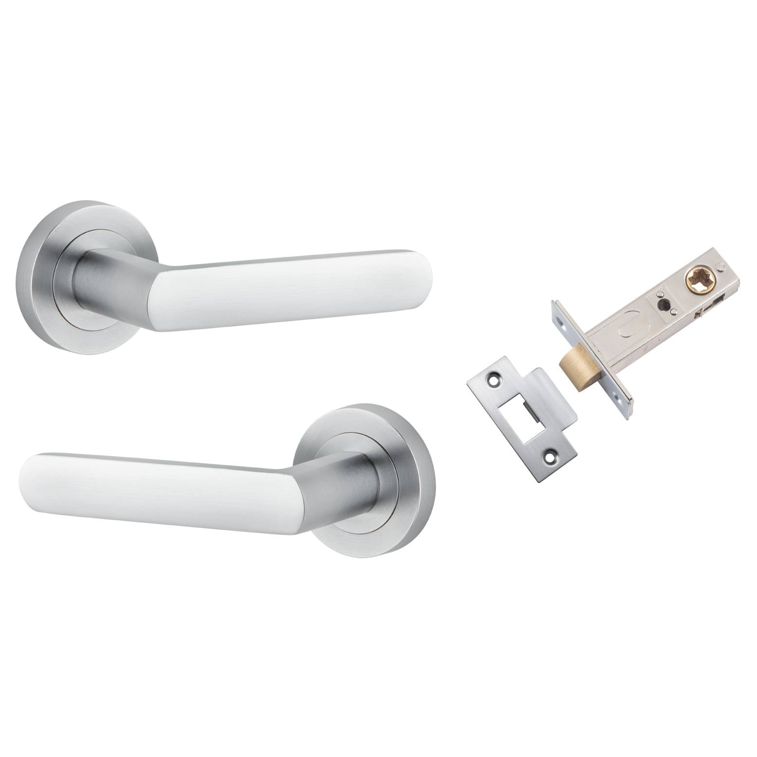 Osaka Lever Round Rose Passage Kit Brushed Chrome