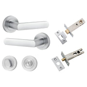Osaka Lever Round Rose Privacy Kit w Separate Privacy Turn Brushed Chrome