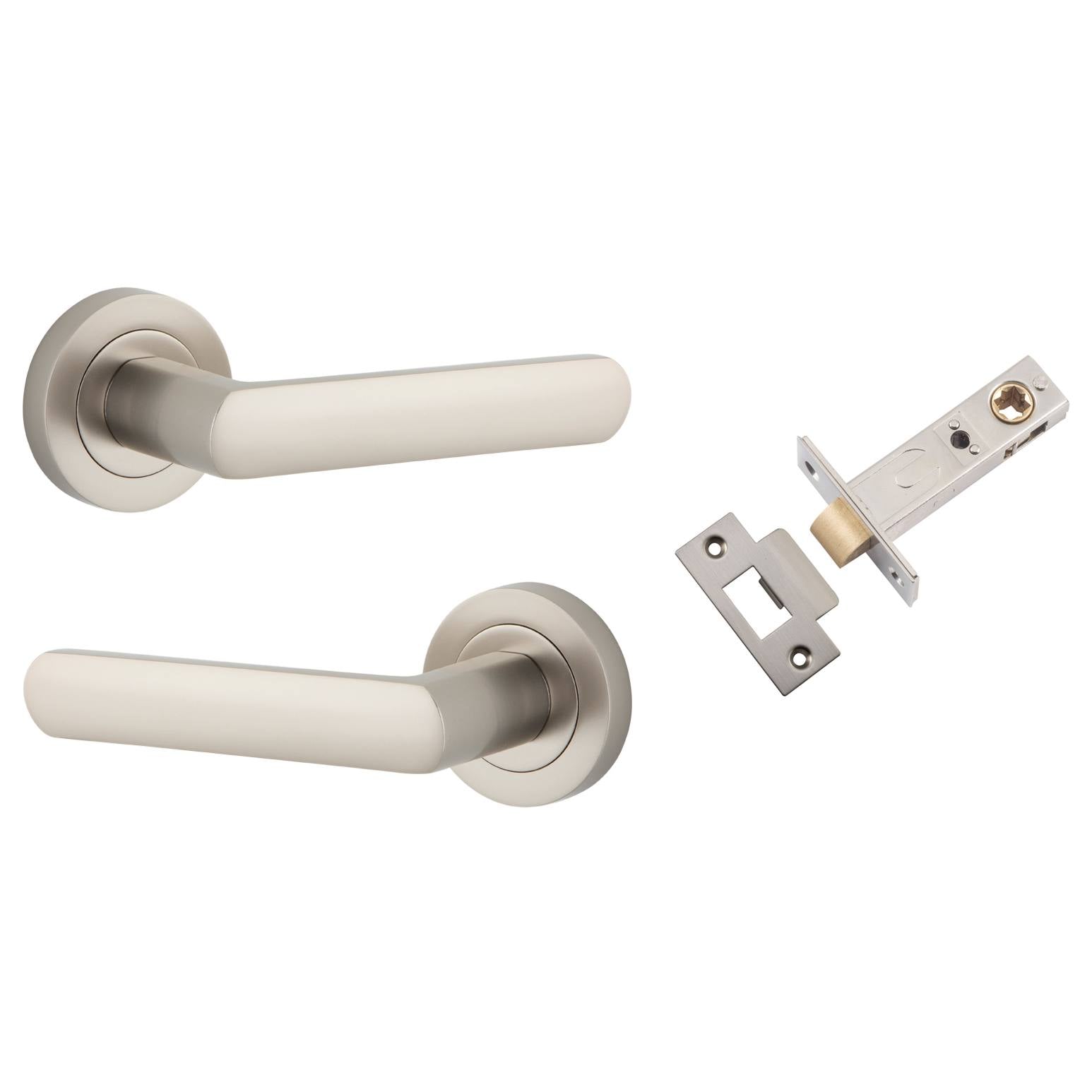 Osaka Lever Satin Nickel Round Rose Passage Kit