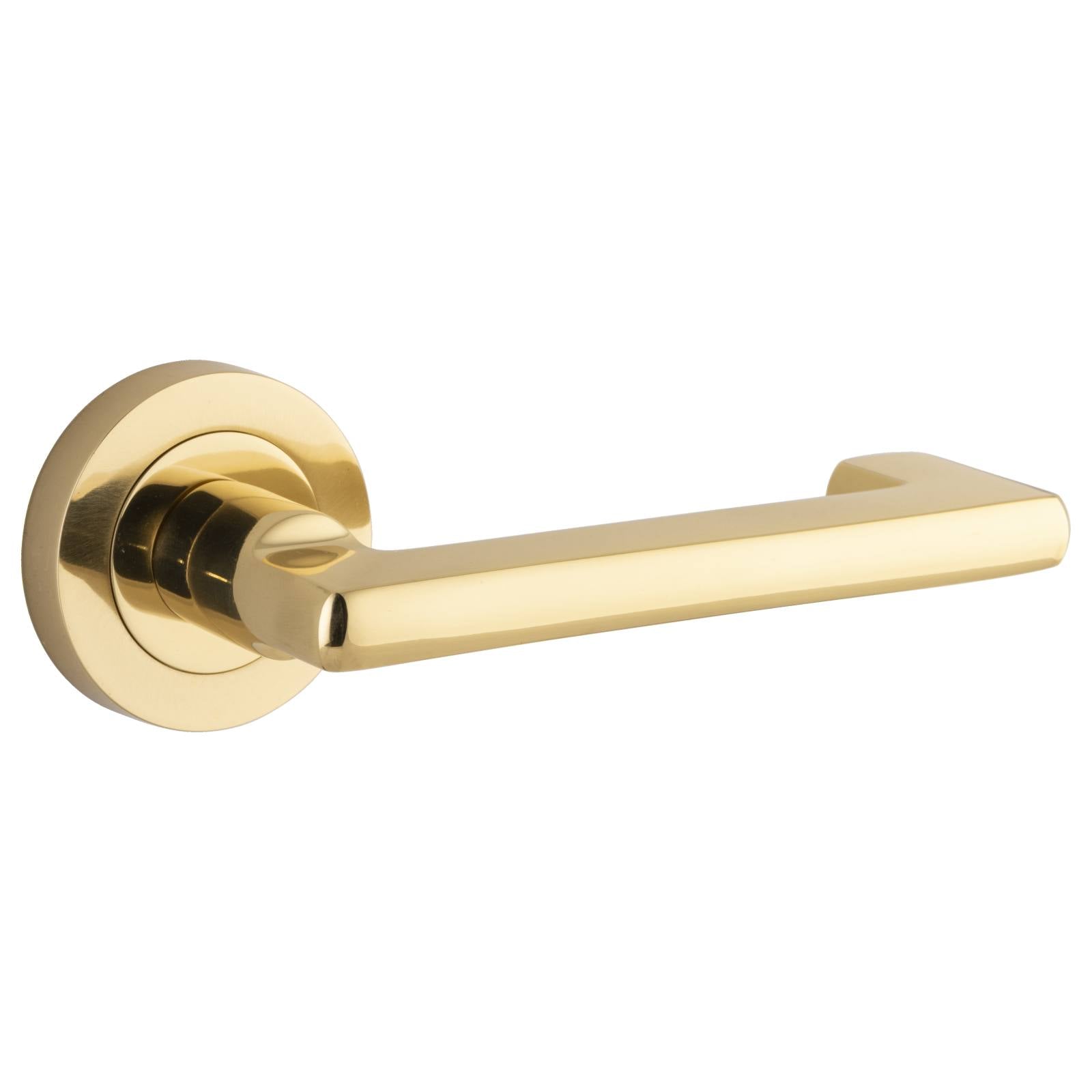 Baltimore Return Lever Round Rose Polished Brass